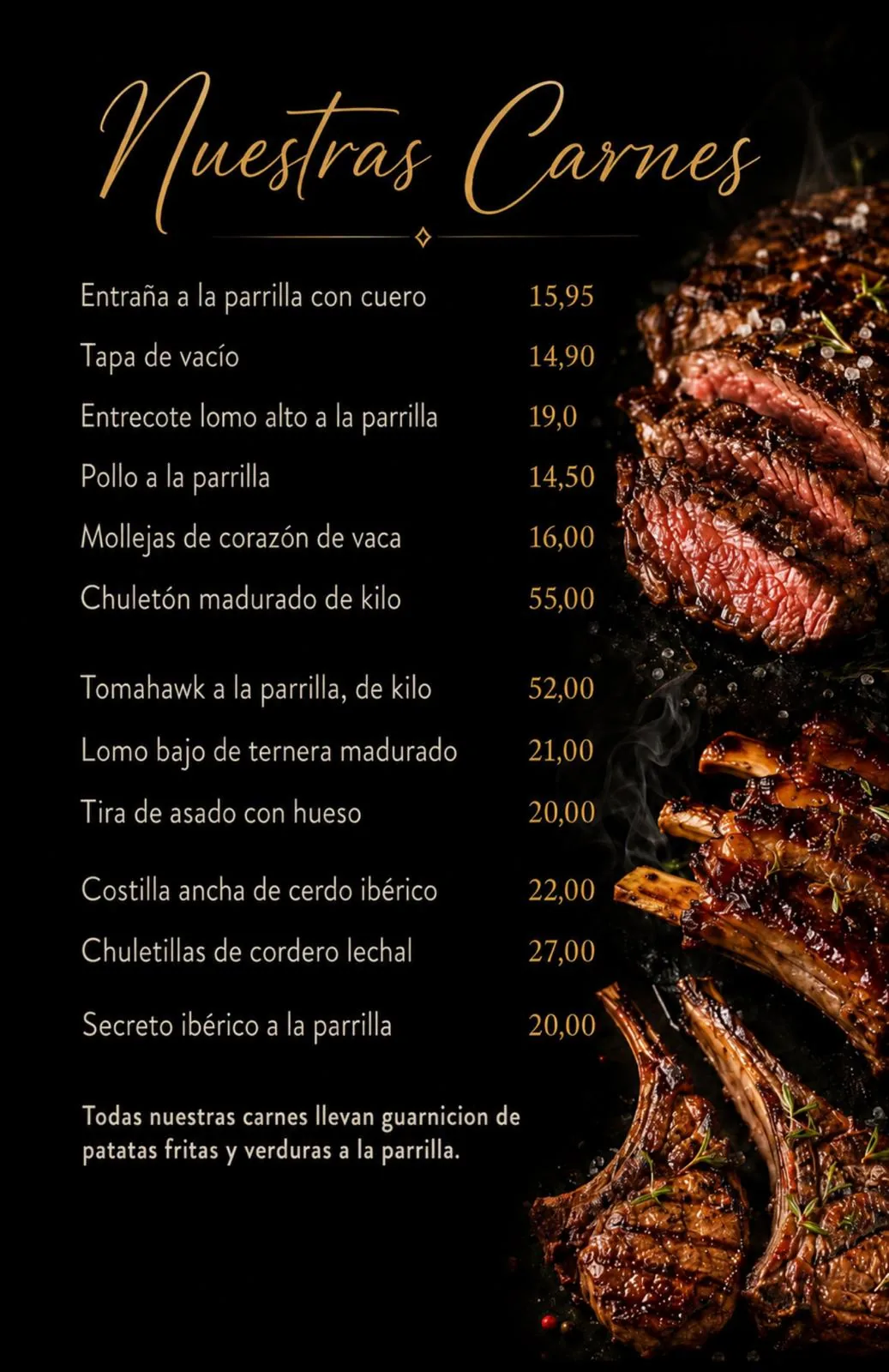Carta carnes Mío Caro