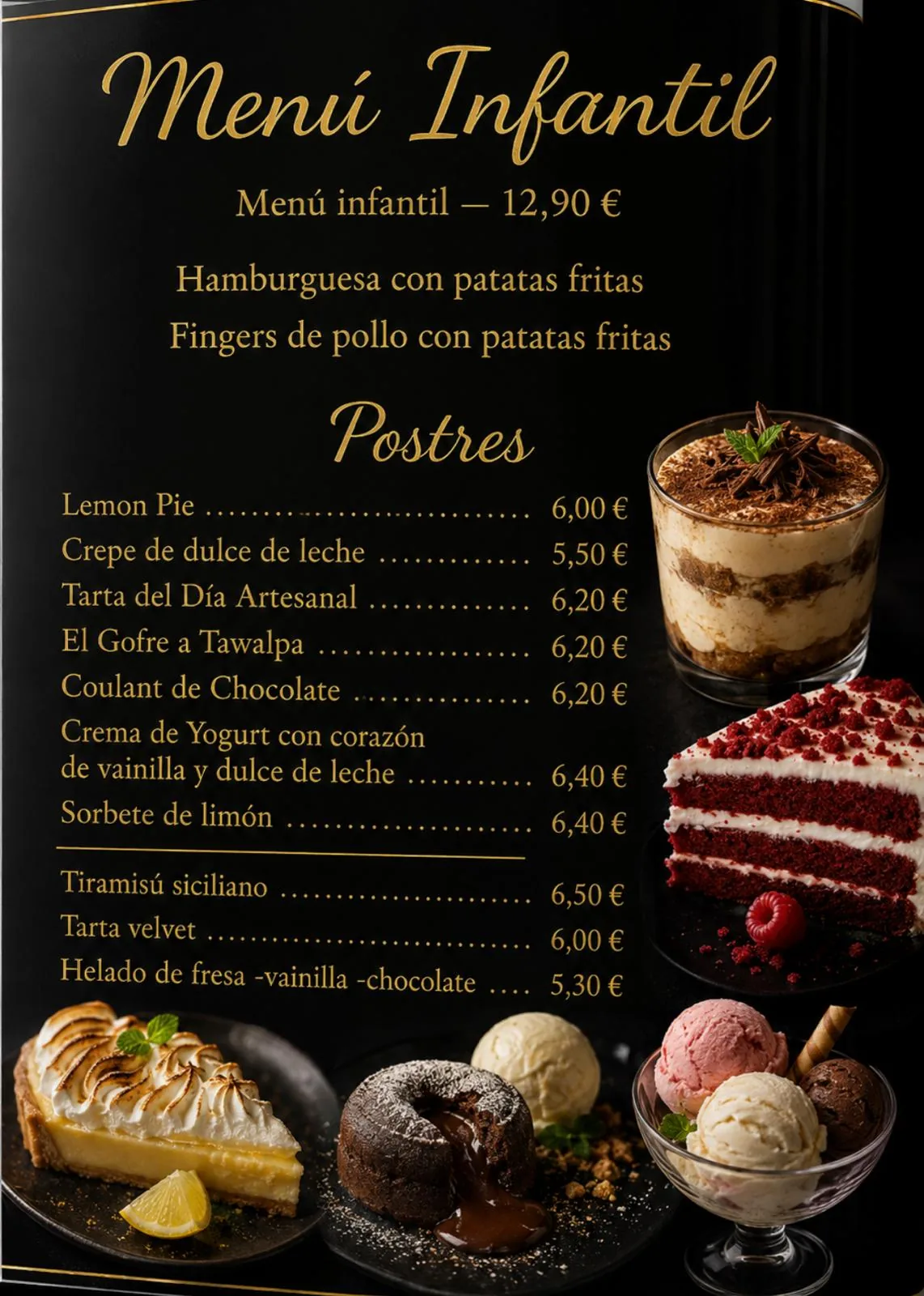 Carta postres e infantil Mío Caro
